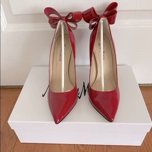 Red Patent Leather Pump With Bow On the Back
